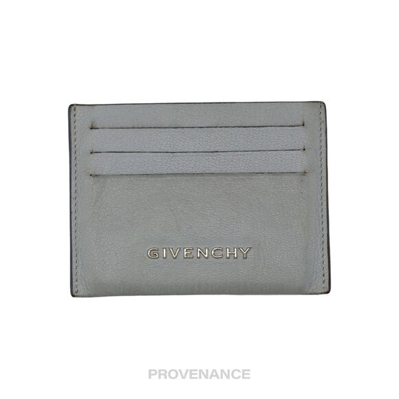 🔴 Givenchy Logo Card Holder Wallet - Blue-Grey Leather - Picture 1 of 8